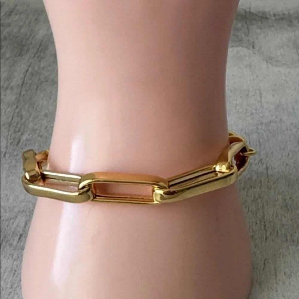 Milor Gold Plated 925 Sterling Silver Chain Link Bracelet Italy 7.5in long